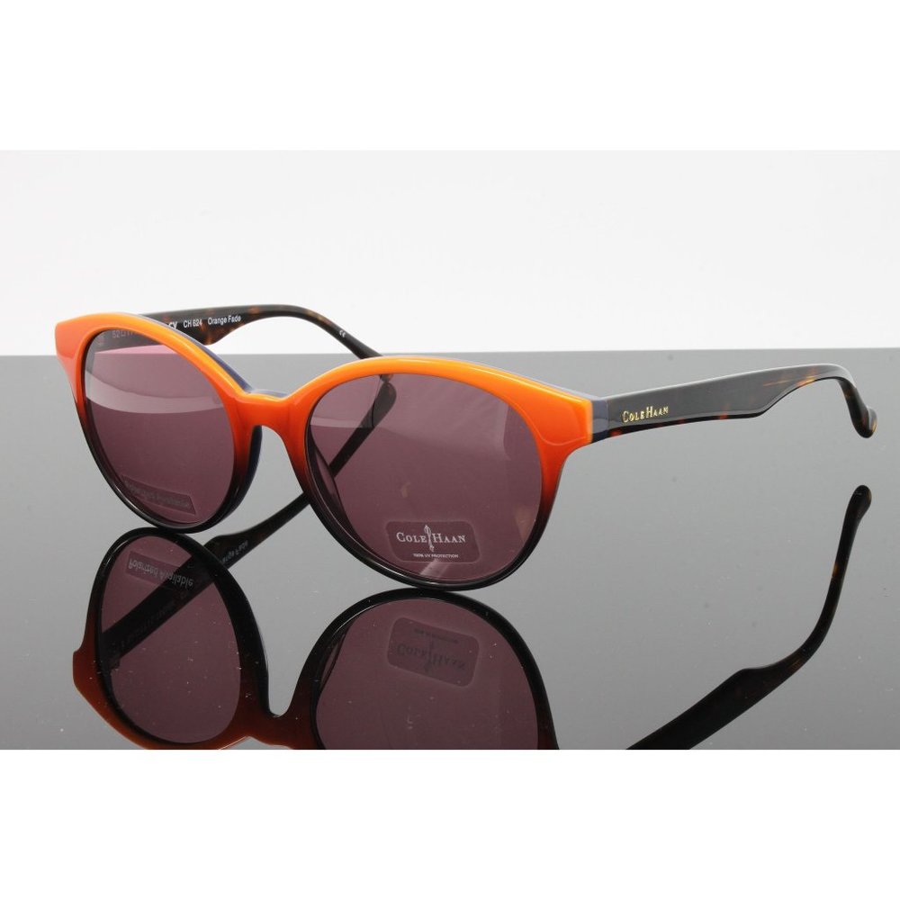 Cole Haan Sunglasses Women's Round CH624 ORA Orange Fade Tortoise 49mm NEW!
